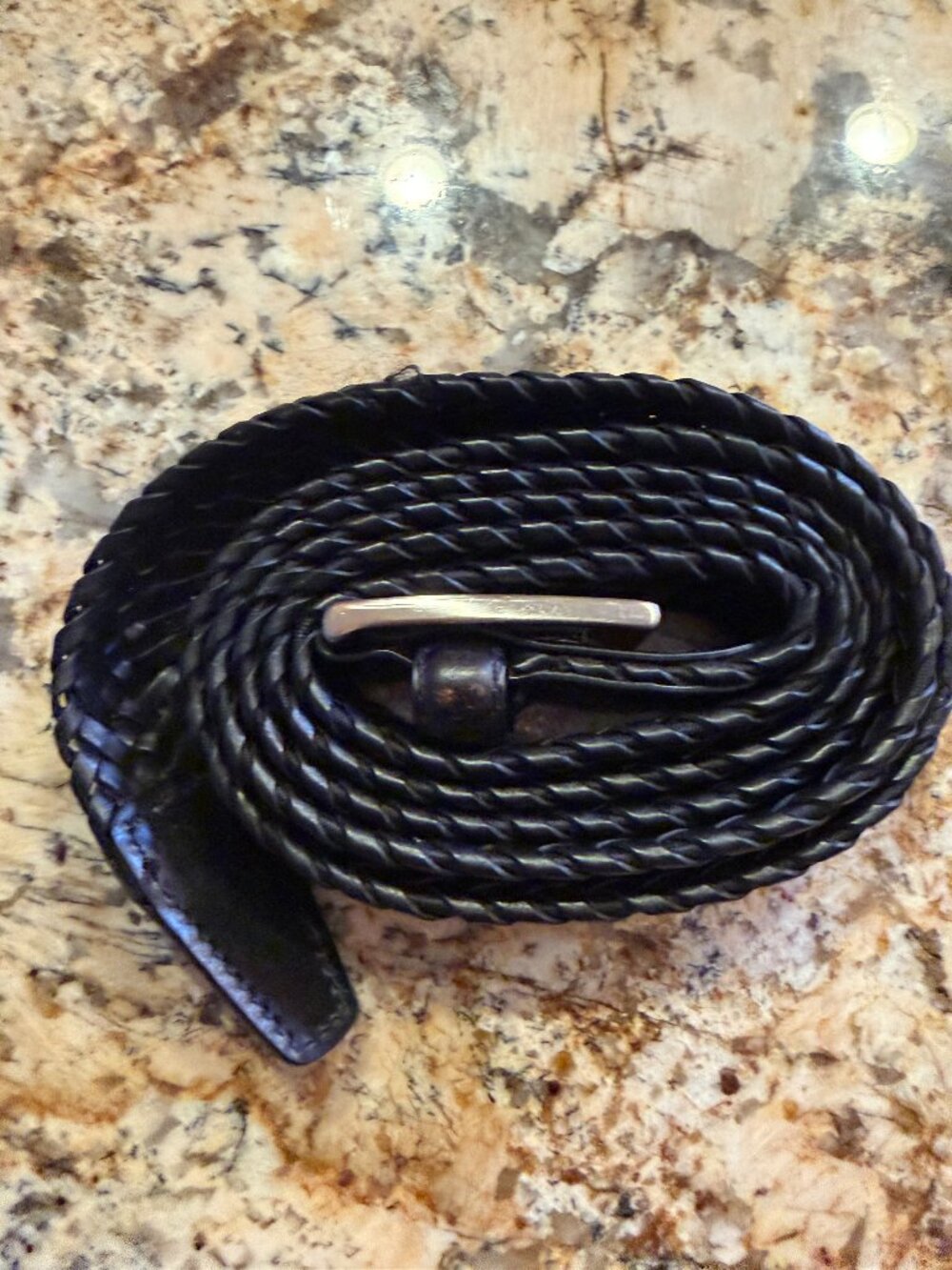 Men’s Black Braided Leather Belt – Size 56/58